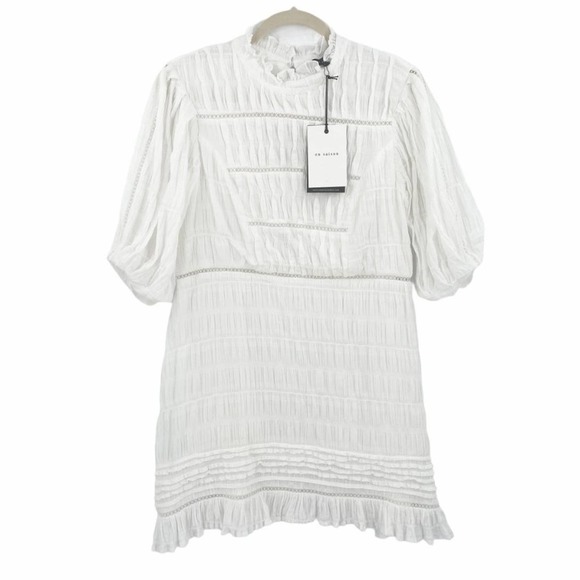 En Saison Prairie Pintuck Mini Dress in White - Picture 1 of 12